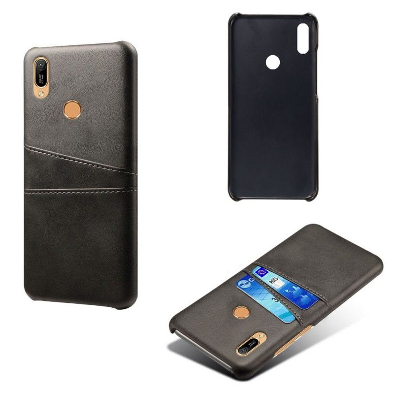 Case Hoesje Huawei Y6 2019 Donkerblauw Rood Telefoonhoesje Kaarthouder Met Leereffect