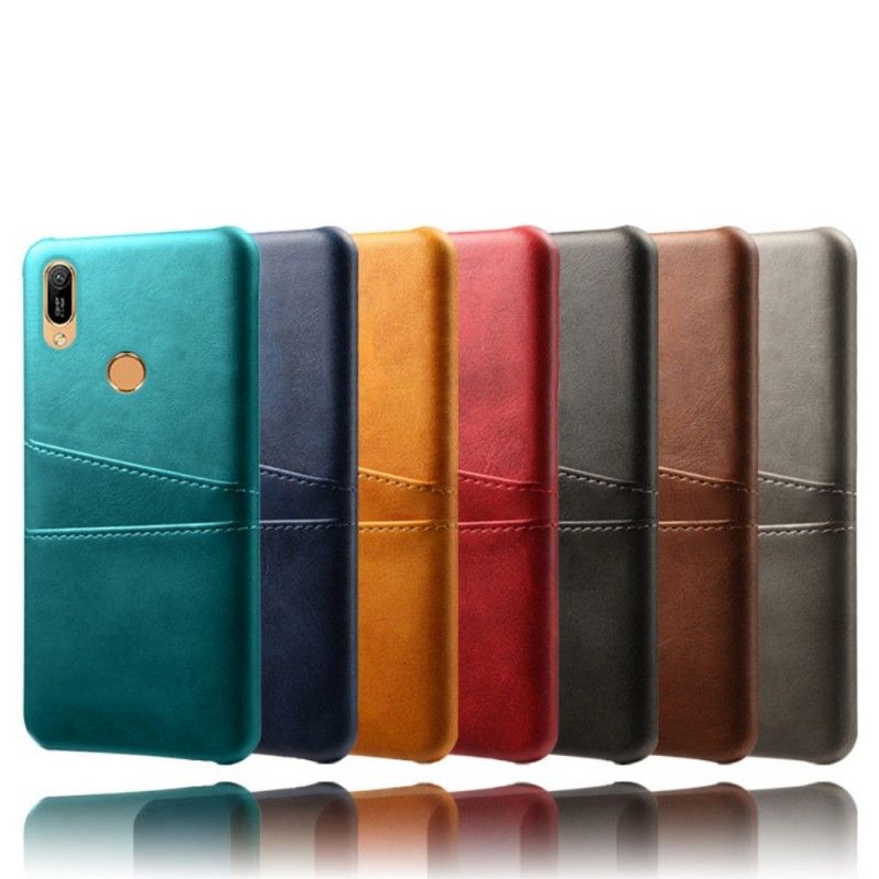 Case Hoesje Huawei Y6 2019 Donkerblauw Rood Telefoonhoesje Kaarthouder Met Leereffect
