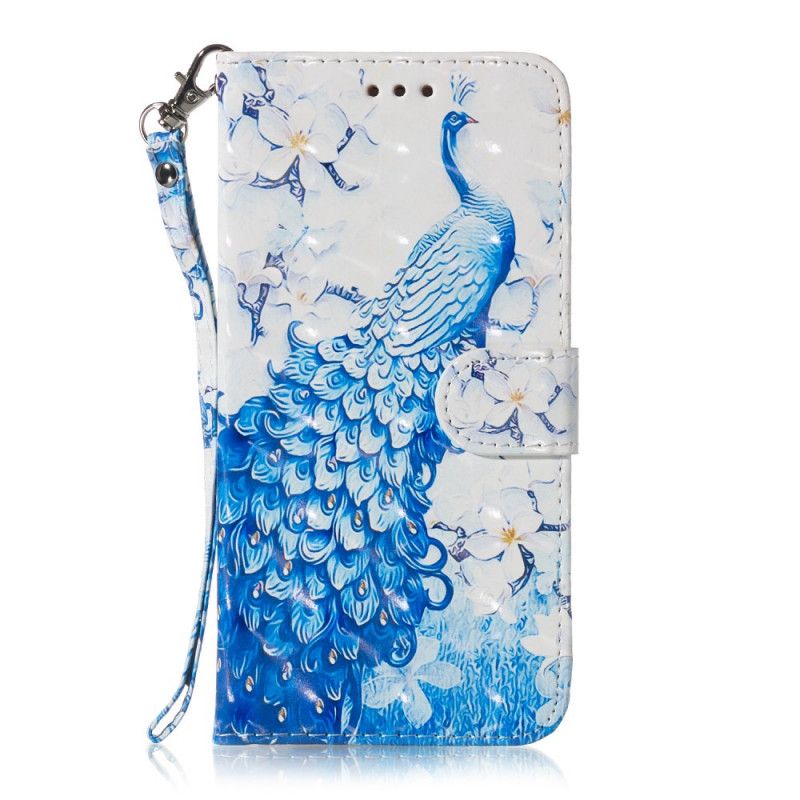 Cover Folio-hoesje Huawei Y6 2019 Telefoonhoesje Blauwe Pauw