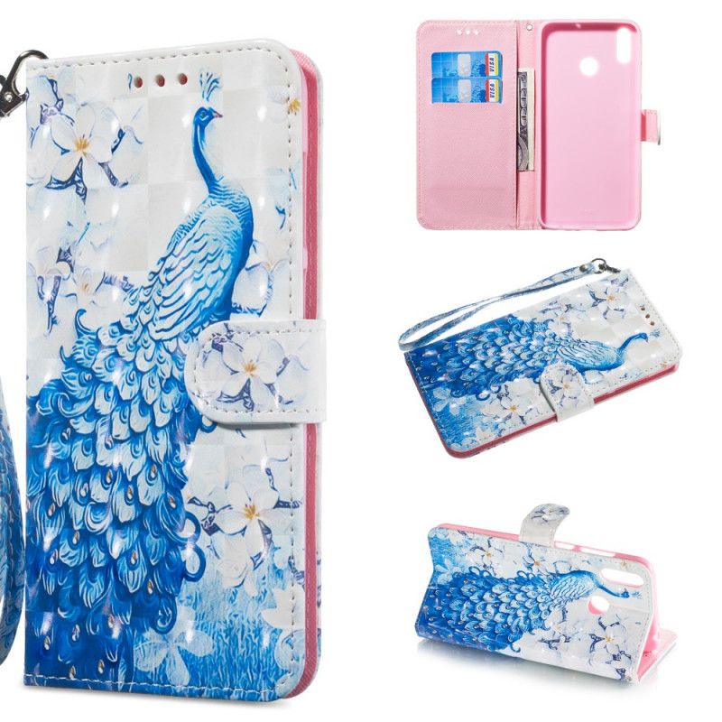 Cover Folio-hoesje Huawei Y6 2019 Telefoonhoesje Blauwe Pauw