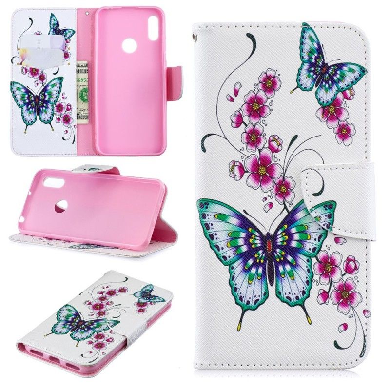 Cover Folio-hoesje Huawei Y6 2019 Telefoonhoesje Prachtige Vlinders
