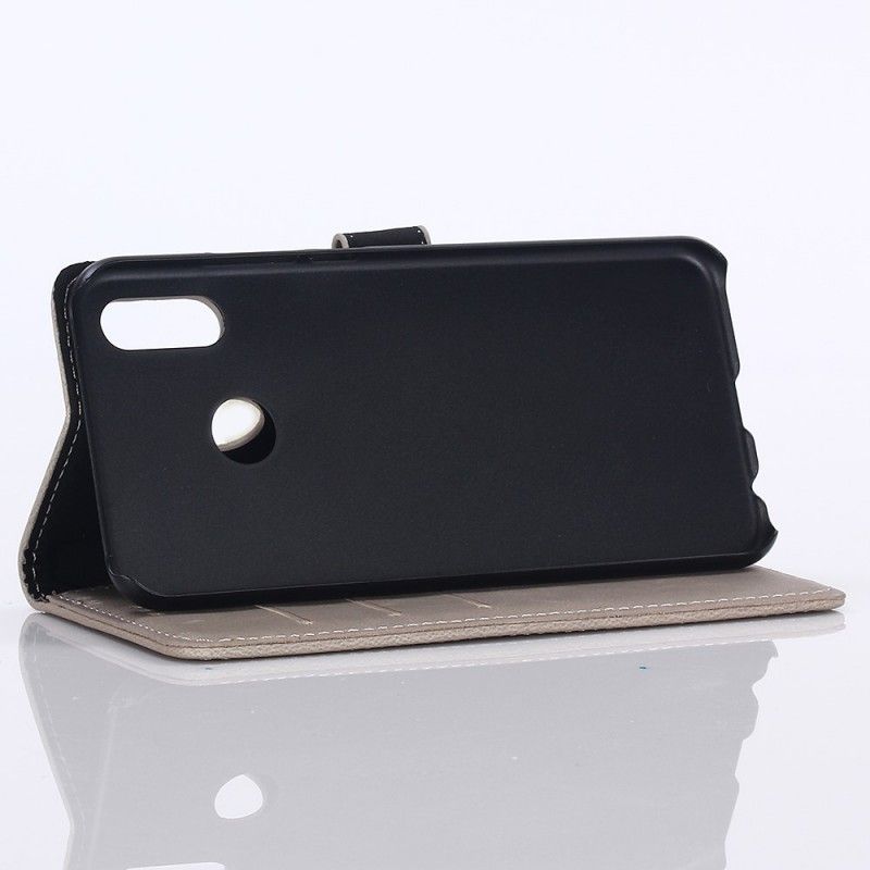 Flip Case Leren Huawei Y6 2019 Grijs Retro Kunstleer
