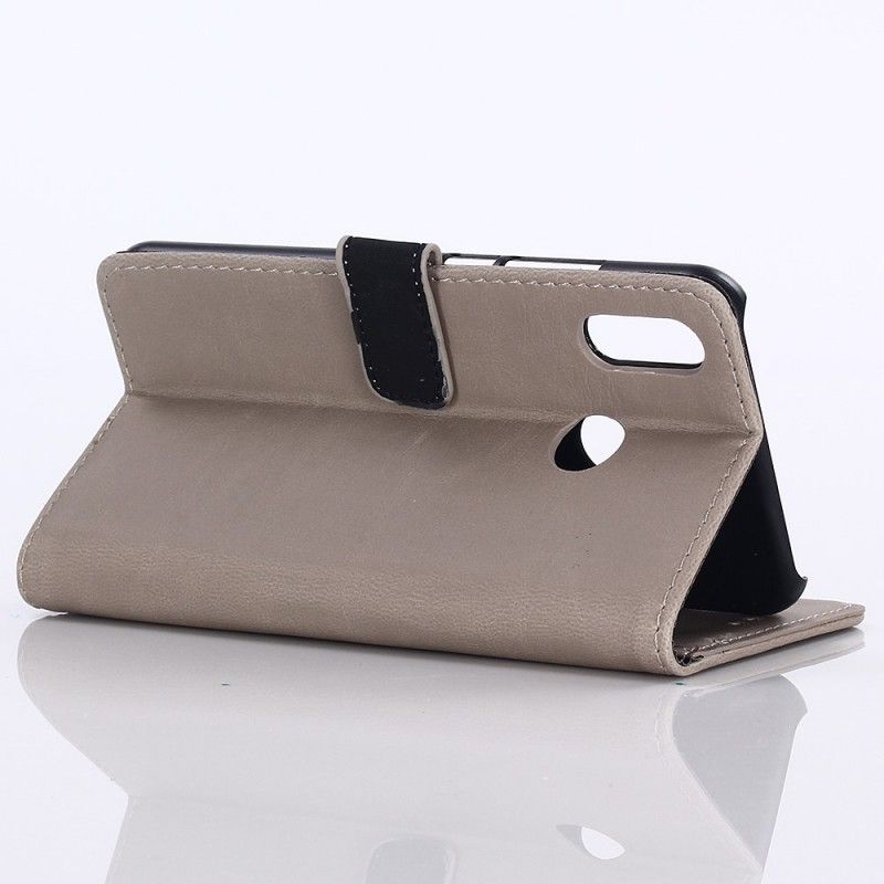 Flip Case Leren Huawei Y6 2019 Grijs Retro Kunstleer