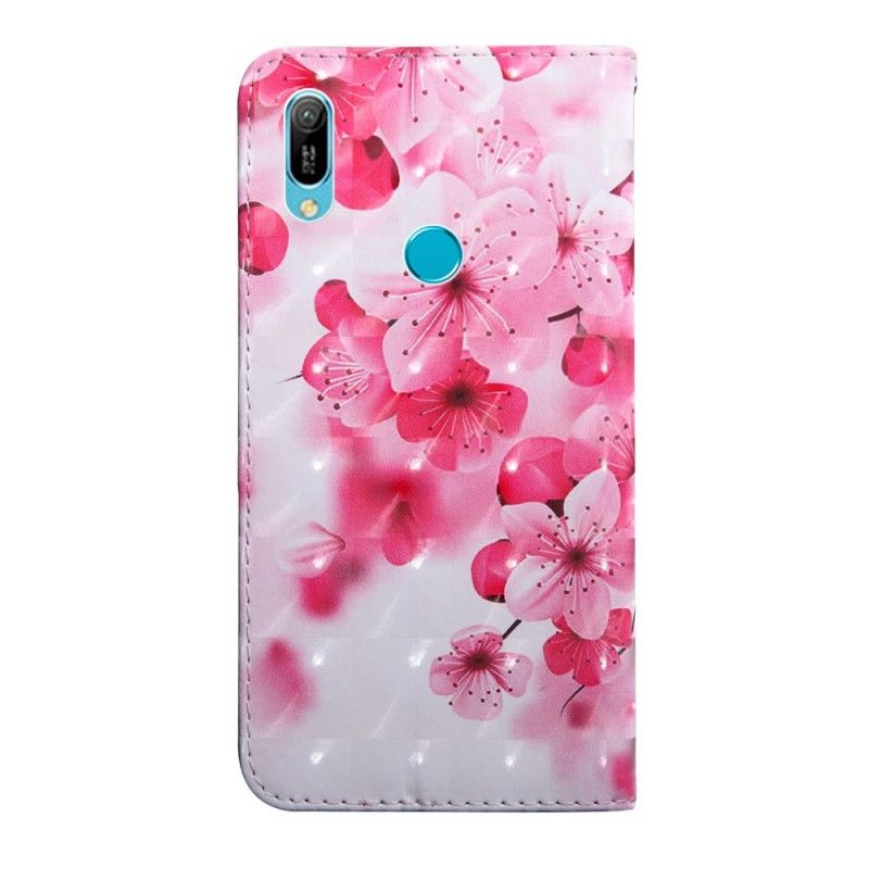 Flip Case Leren Huawei Y6 2019 Roze Bloemen
