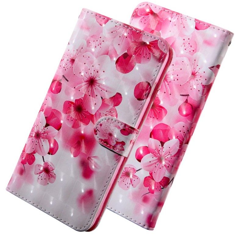Flip Case Leren Huawei Y6 2019 Roze Bloemen