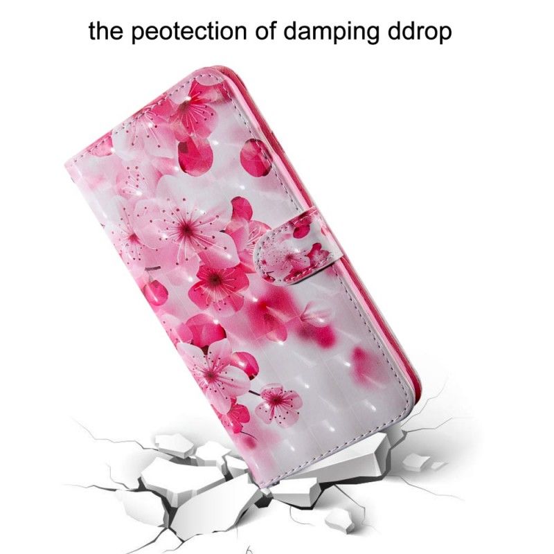 Flip Case Leren Huawei Y6 2019 Roze Bloemen