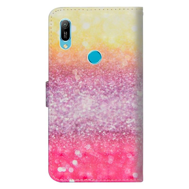 Flip Case Leren Huawei Y6 2019 Verloop Magenta Glitter