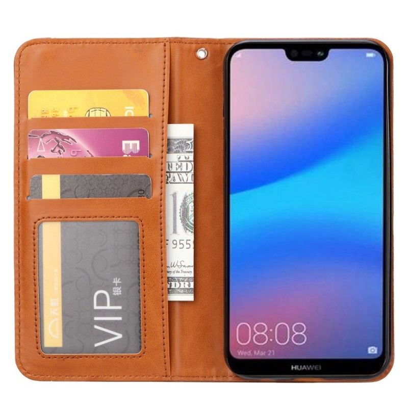 Folio-hoesje Huawei Y6 2019 Rood Zwart Telefoonhoesje Kaarthouder Van Imitatieleer