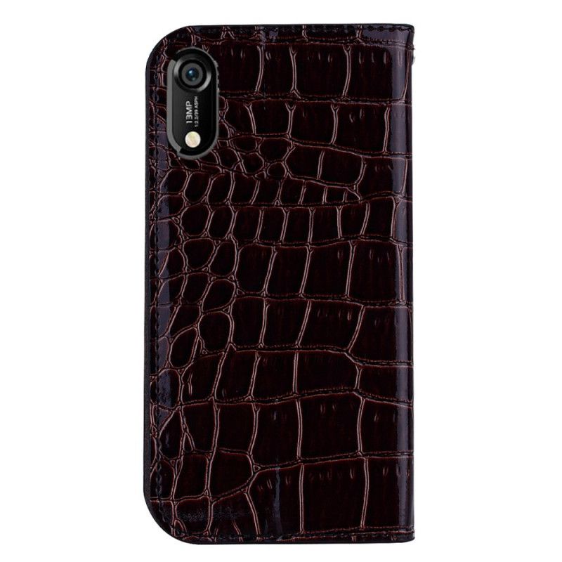 Folio-hoesje Huawei Y6 2019 Zwart Krokodillenleer En Pailletten
