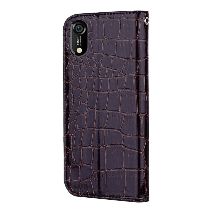 Folio-hoesje Huawei Y6 2019 Zwart Krokodillenleer En Pailletten