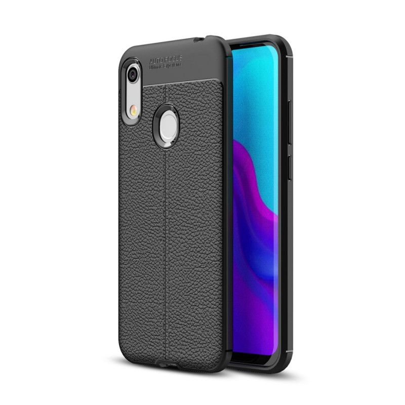 Hoesje Huawei Y6 2019 Grijs Zwart Dubbellijns Lychee Leereffect