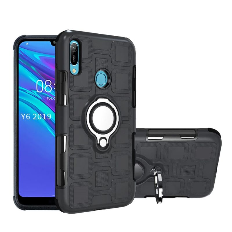 Hoesje Huawei Y6 2019 Rood Zwart Supersterk Met Steunring