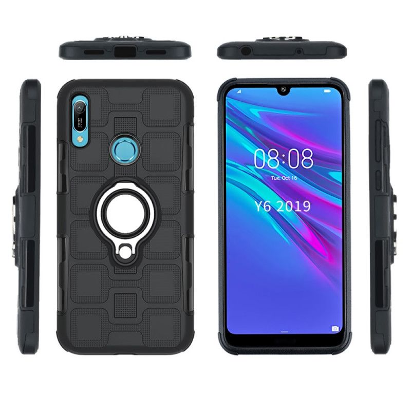 Hoesje Huawei Y6 2019 Rood Zwart Supersterk Met Steunring
