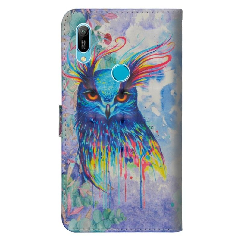 Leren Hoesje Huawei Y6 2019 Aquarel Vogel