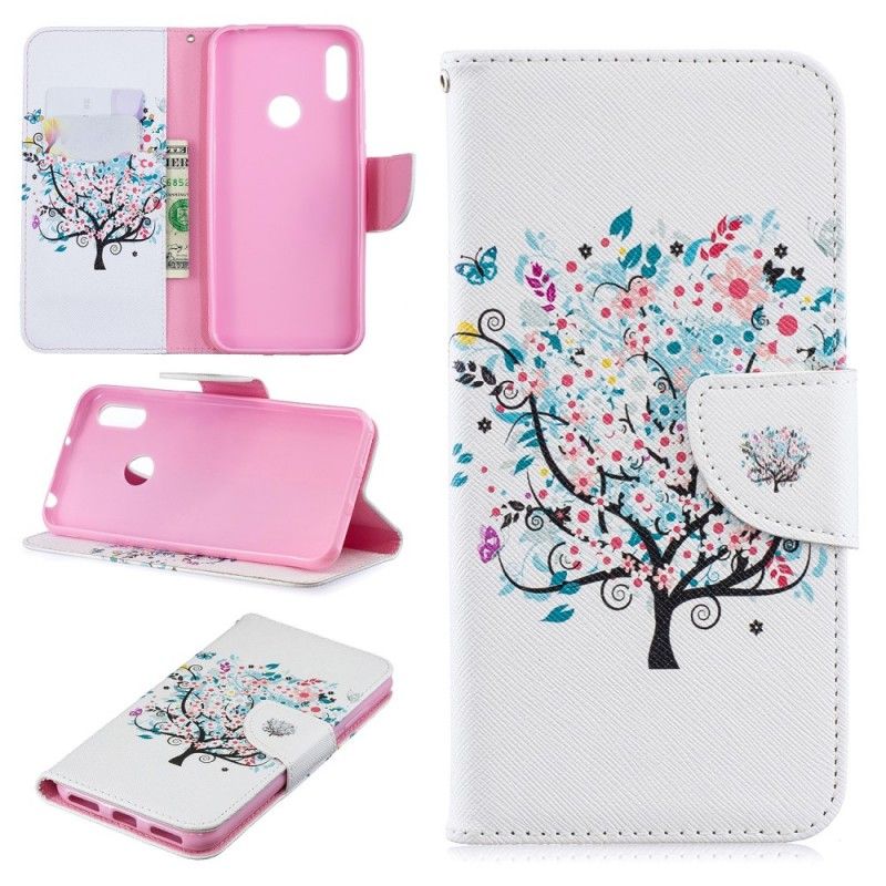 Leren Hoesje Huawei Y6 2019 Bloemrijke Boom