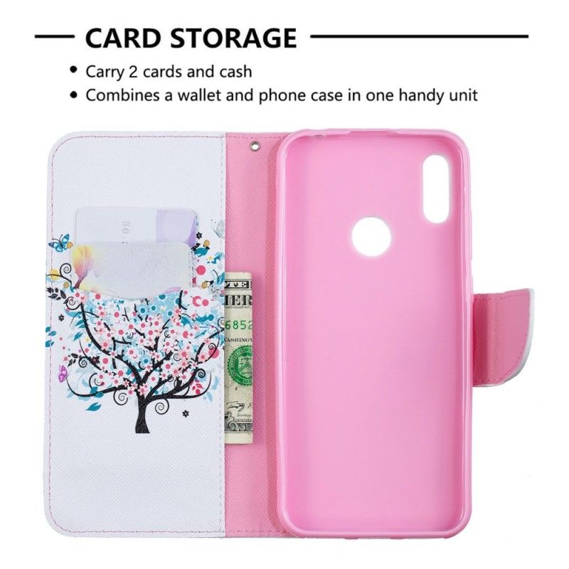 Leren Hoesje Huawei Y6 2019 Bloemrijke Boom