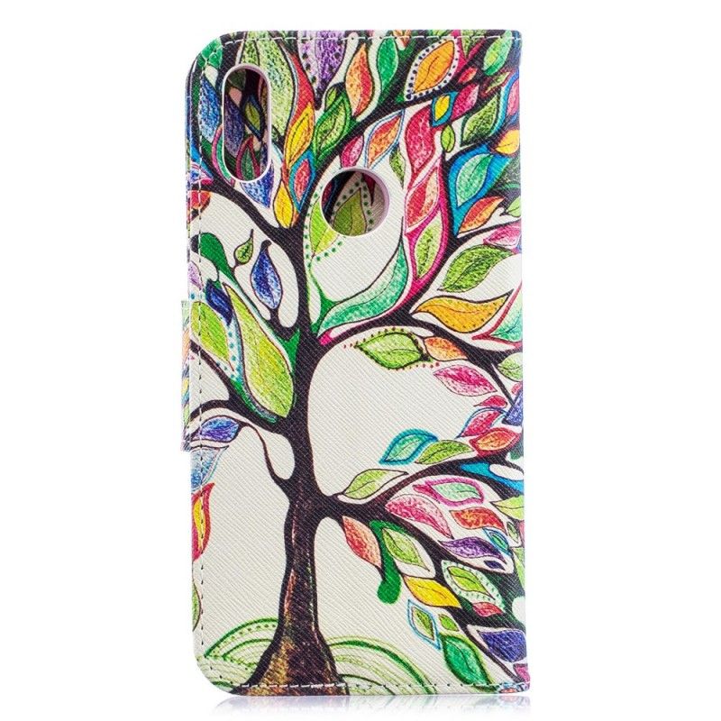 Leren Hoesje Huawei Y6 2019 Gekleurde Boom
