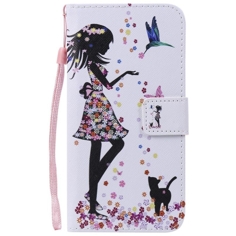 Leren Hoesje Huawei Y6 2019 Jurk Met Bloemen En Vogels