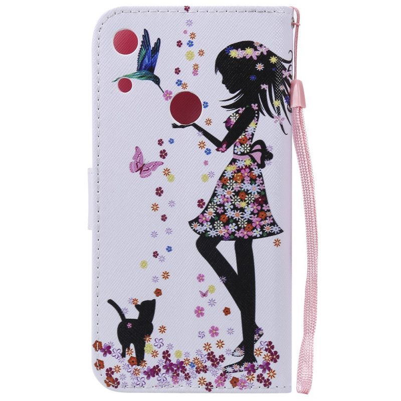 Leren Hoesje Huawei Y6 2019 Jurk Met Bloemen En Vogels
