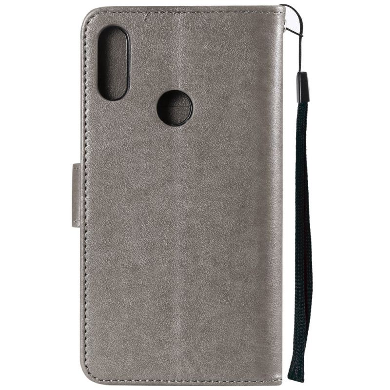 Leren Hoesje Huawei Y6 2019 Magenta Grijs Uilen Verliefd Op String