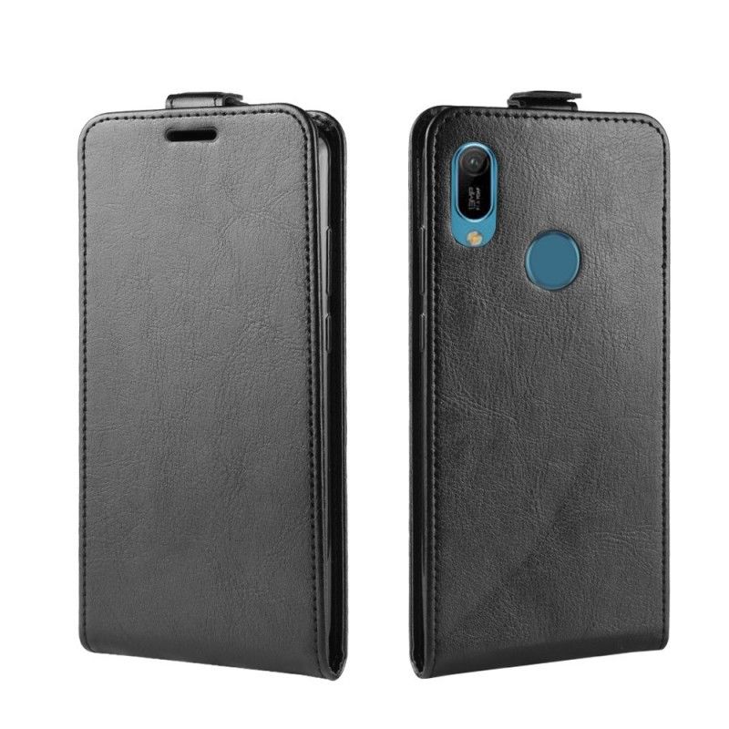 Leren Hoesje Huawei Y6 2019 Wit Zwart Telefoonhoesje Opvouwbaar