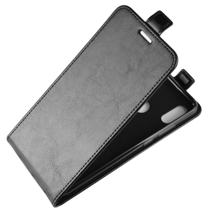Leren Hoesje Huawei Y6 2019 Wit Zwart Telefoonhoesje Opvouwbaar