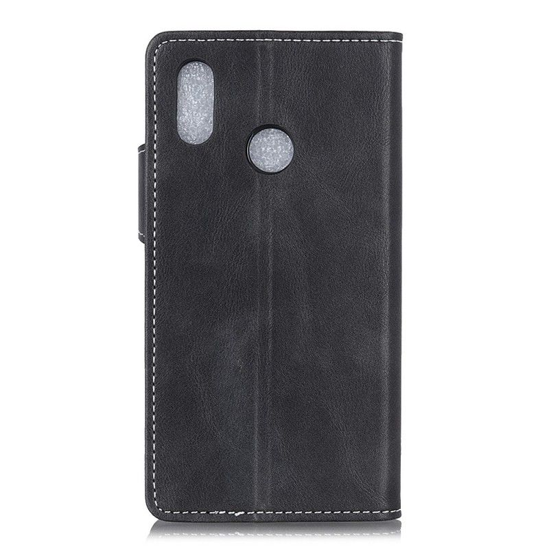 Leren Hoesje Huawei Y6 2019 Zwart Artistiek Knopen Aannaaien