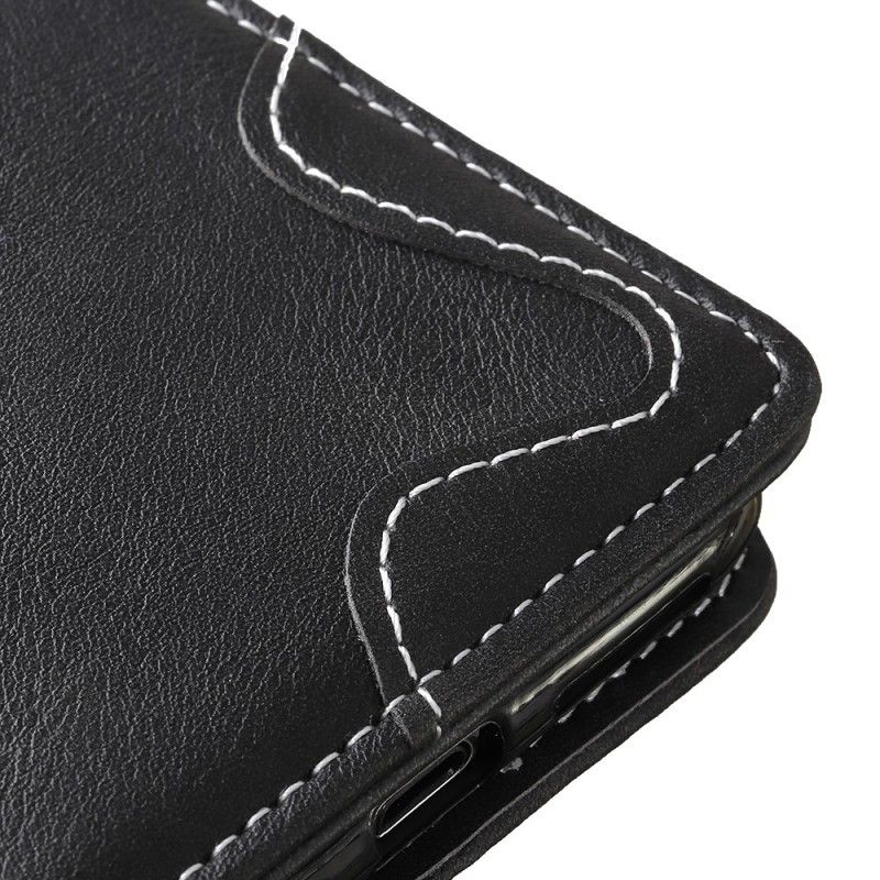 Leren Hoesje Huawei Y6 2019 Zwart Artistiek Knopen Aannaaien
