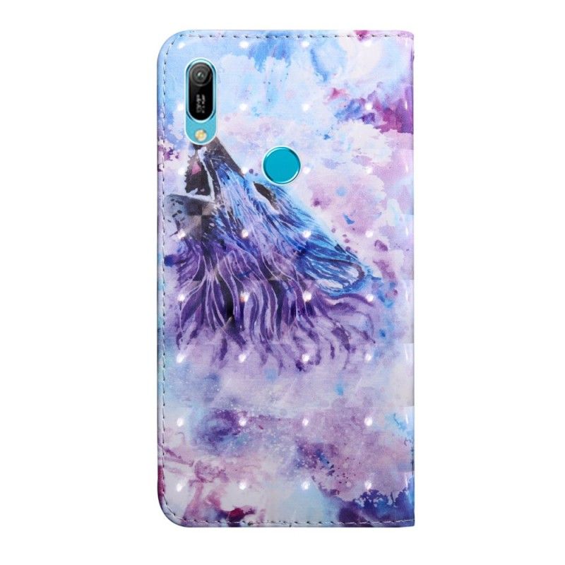 Leren Hoesje voor Huawei Y6 2019 Aquarel Wolf