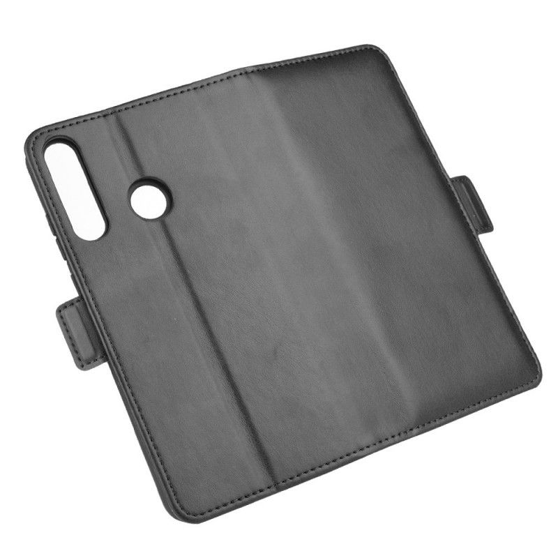 Leren Hoesje voor Huawei Y6 2019 Donkerblauw Zwart Dubbele Klep
