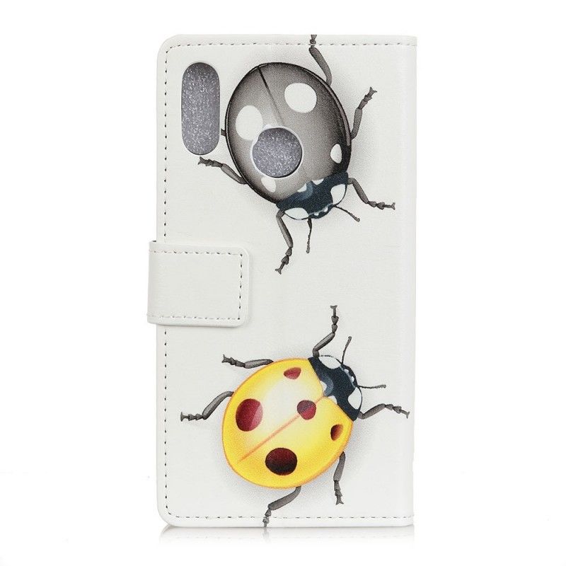 Leren Hoesje voor Huawei Y6 2019 Lieveheersbeestjes