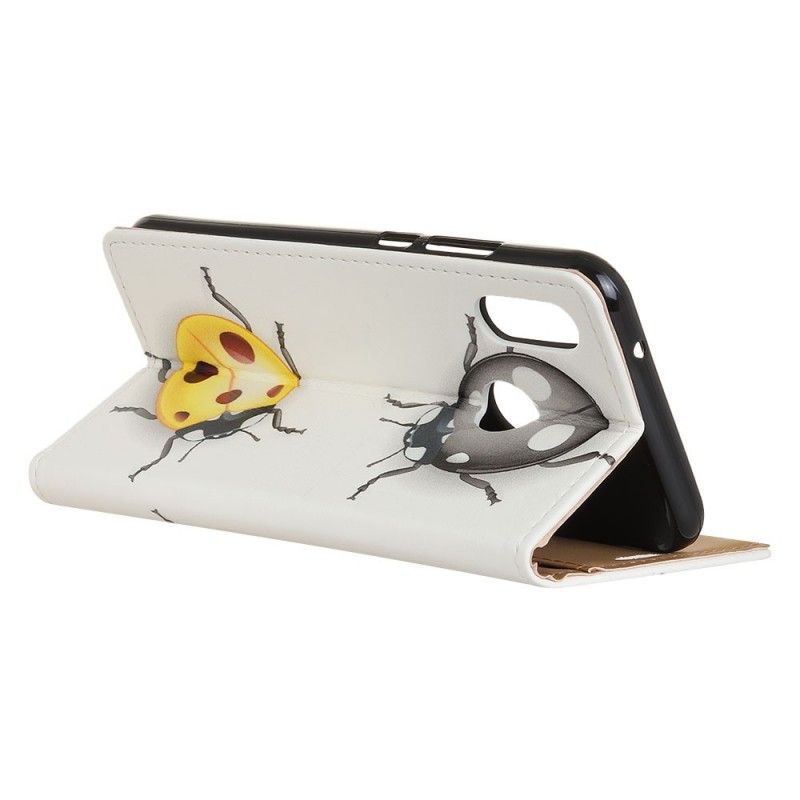 Leren Hoesje voor Huawei Y6 2019 Lieveheersbeestjes