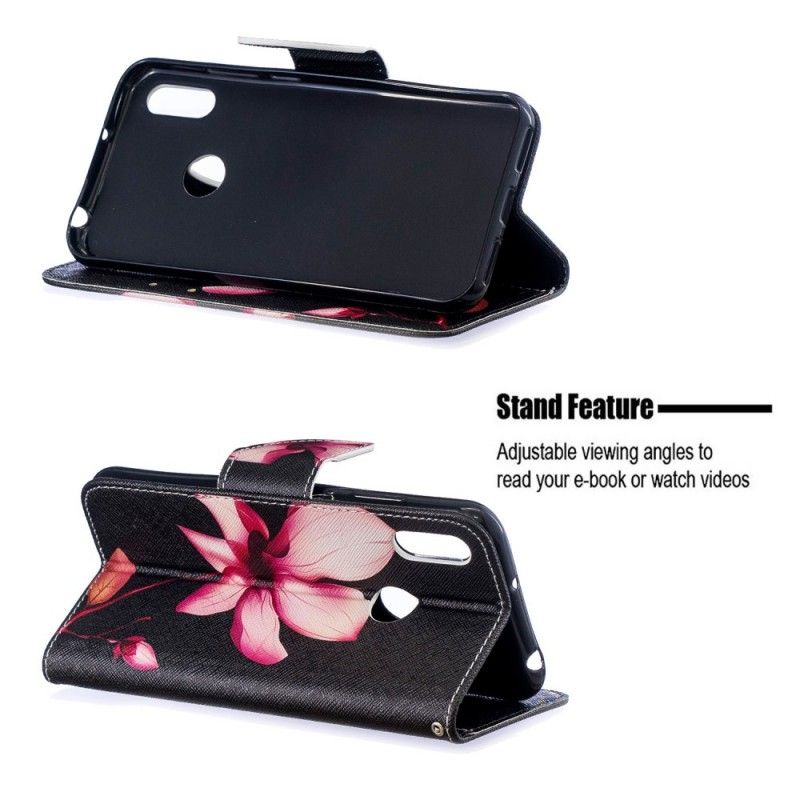 Leren Hoesje voor Huawei Y6 2019 Roze Bloem