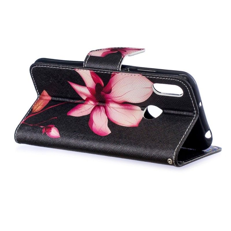 Leren Hoesje voor Huawei Y6 2019 Roze Bloem