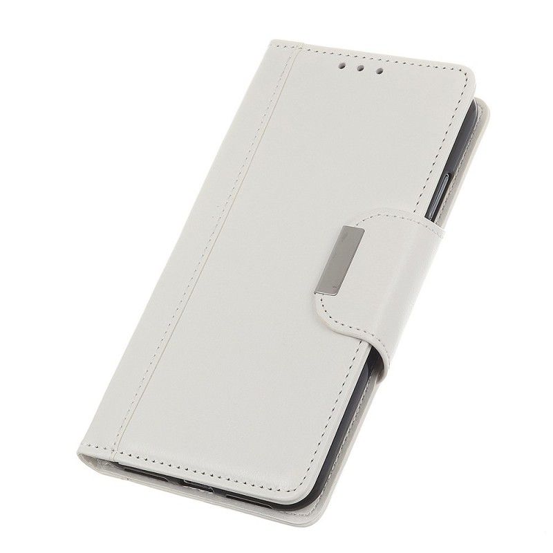 Leren Hoesje voor Huawei Y6 2019 Wit Zwart Sluiting Elegance Imitatieleer