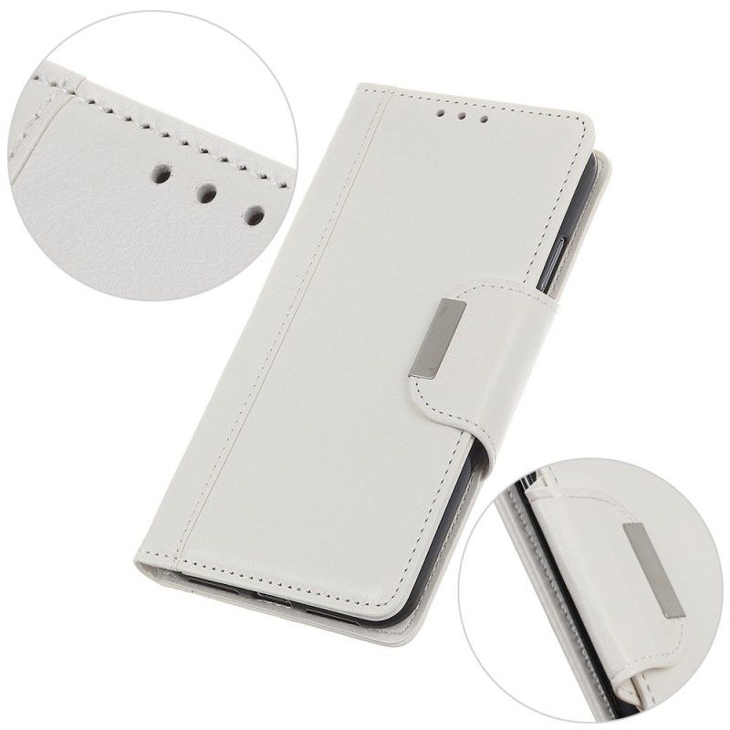 Leren Hoesje voor Huawei Y6 2019 Wit Zwart Sluiting Elegance Imitatieleer