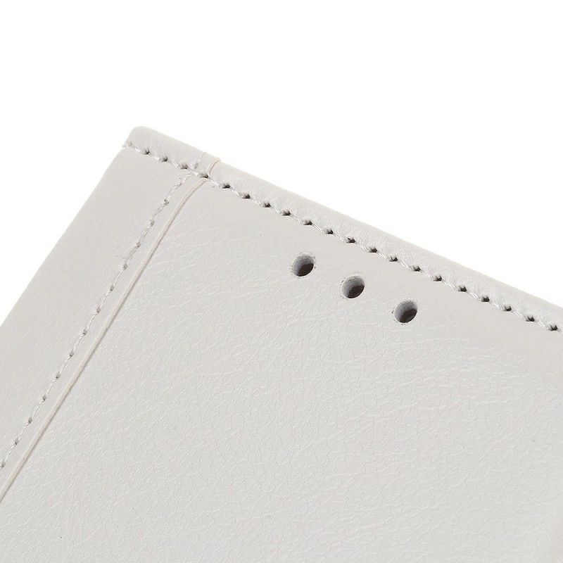 Leren Hoesje voor Huawei Y6 2019 Wit Zwart Sluiting Elegance Imitatieleer