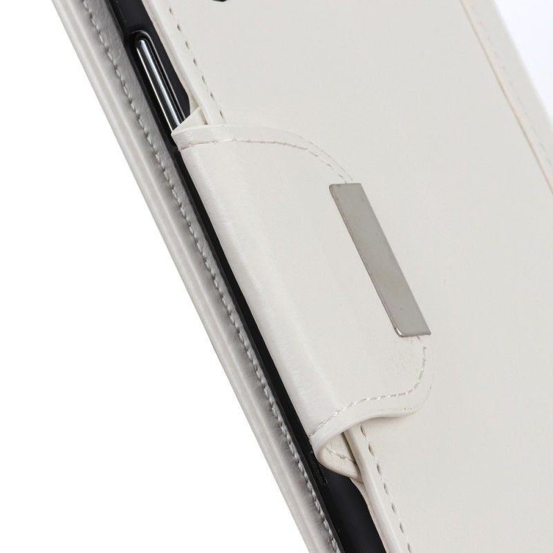 Leren Hoesje voor Huawei Y6 2019 Wit Zwart Sluiting Elegance Imitatieleer