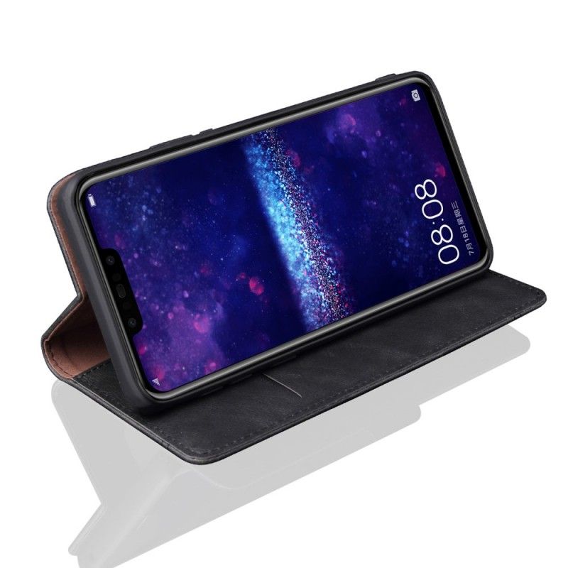 Folio-hoesje Huawei P Smart Plus Rood Zwart Gestikt Leereffect