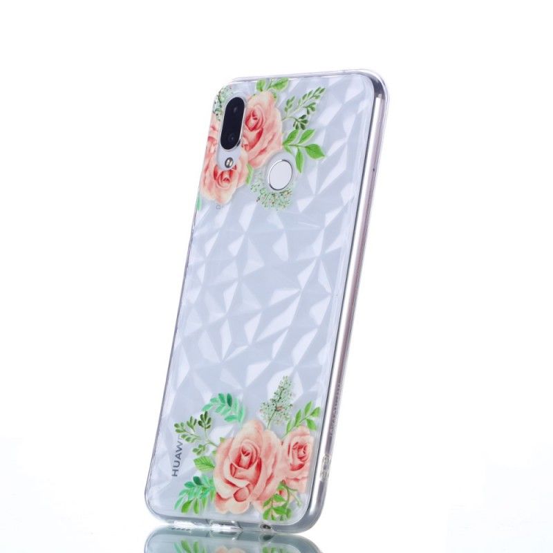 Hoesje Huawei P Smart Plus Diamanttextuur En Bloemen