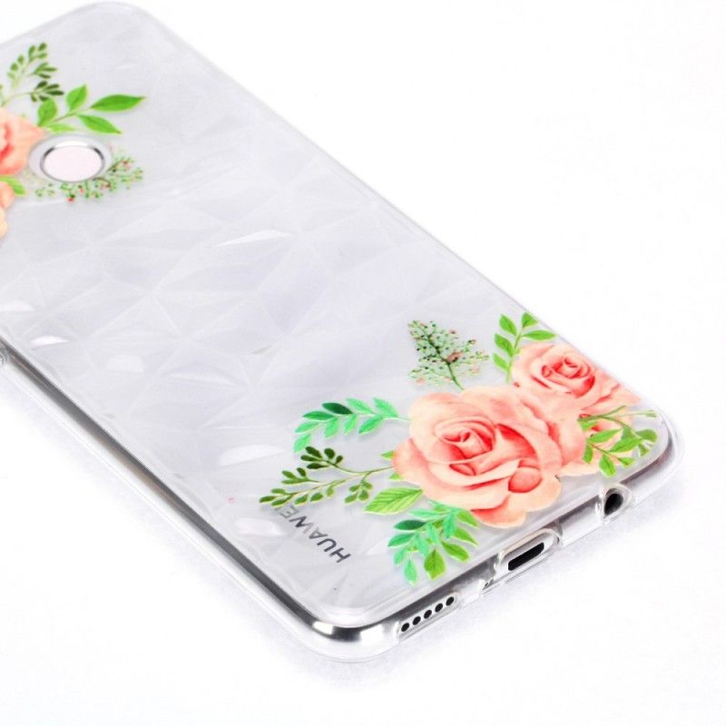 Hoesje Huawei P Smart Plus Diamanttextuur En Bloemen