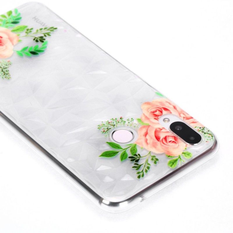 Hoesje Huawei P Smart Plus Diamanttextuur En Bloemen