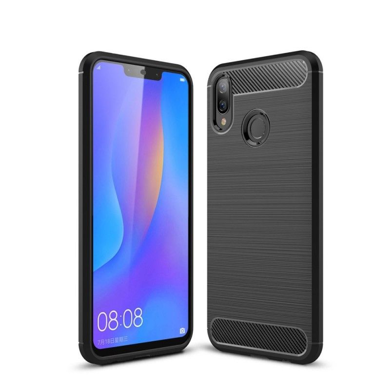 Hoesje voor Huawei P Smart Plus Grijs Zwart Geborsteld Koolstofvezel