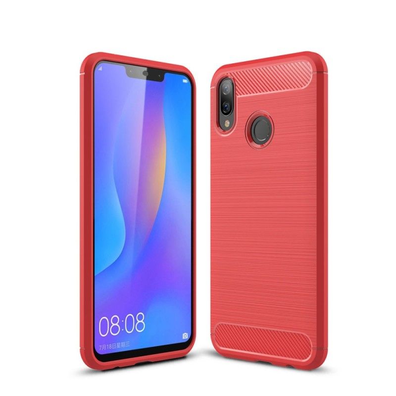 Hoesje voor Huawei P Smart Plus Grijs Zwart Geborsteld Koolstofvezel