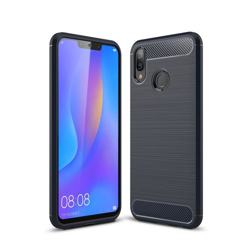 Hoesje voor Huawei P Smart Plus Grijs Zwart Geborsteld Koolstofvezel