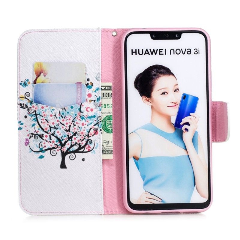 Leren Hoesje Huawei P Smart Plus Bloemrijke Boom