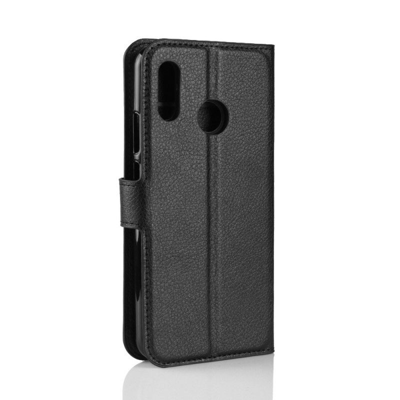 Leren Hoesje Huawei P Smart Plus Wit Zwart Retro Lychee