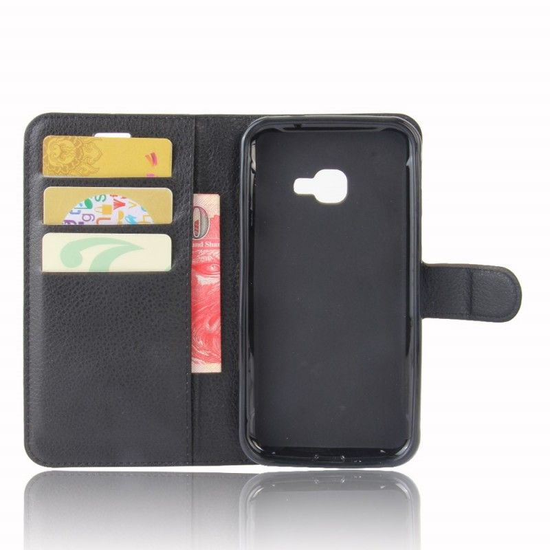 Leren Hoesje voor Samsung Galaxy XCover 4S / 4 Wit Zwart Klassiek