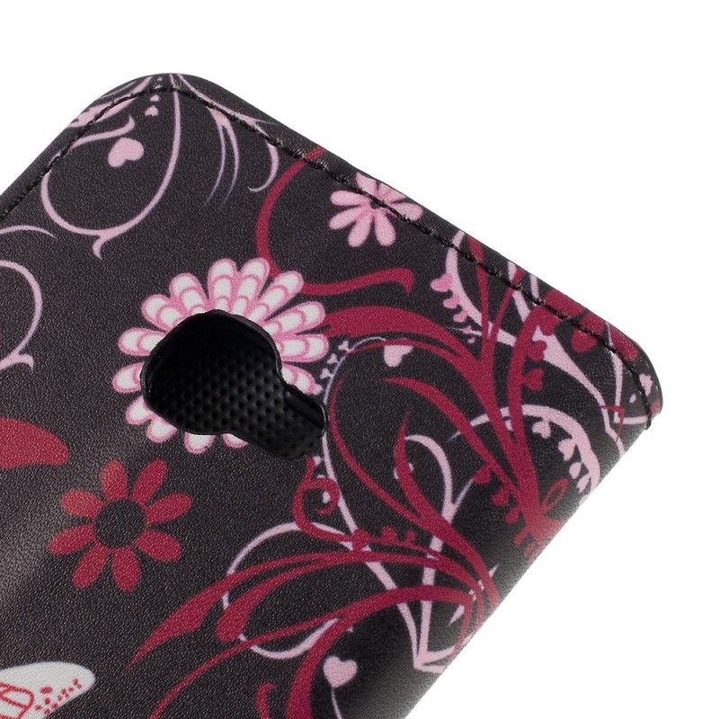 Leren Hoesje voor Samsung Galaxy XCover 4S / 4 Zwart Vlinders En Bloemen