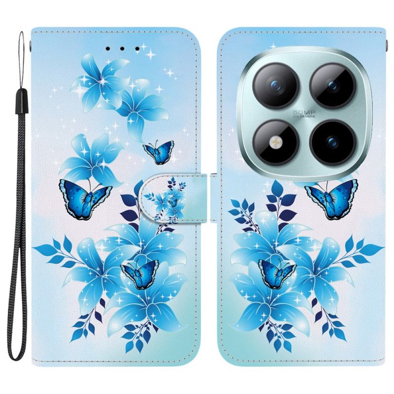 Flip Case Leren Xiaomi Redmi Note 15 Pro 5g Blauwe Vlinders